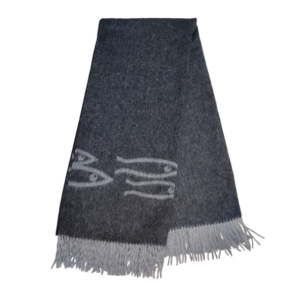 Elvang Denmark Alpaca Wool Reversible Throw Blanket 66x56 NWT Fish Scandi Modern - Picture 1 of 16